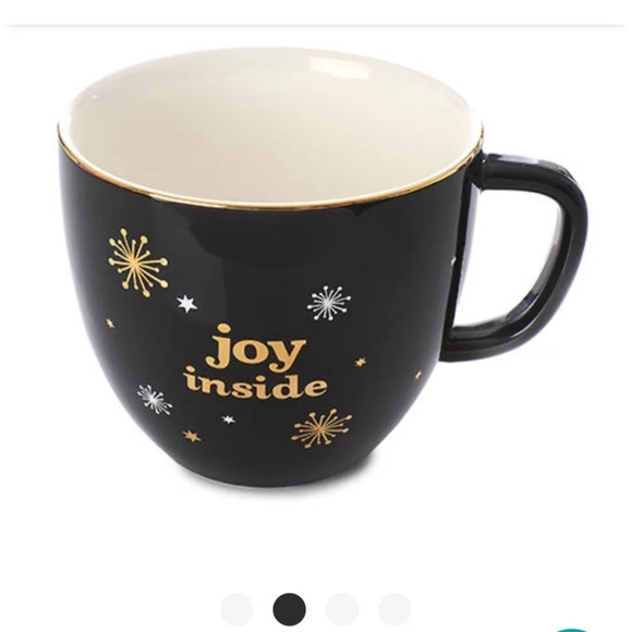 2/$25 David's Tea  Joy Inside Oversized Winter Coffee Mug Black Gold - Picture 3 of 12